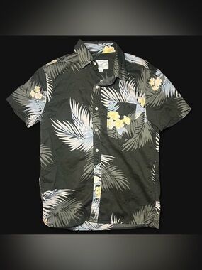 Men’s American Eagle Cotton Linen Blend Hawaiian Vacation Button-down